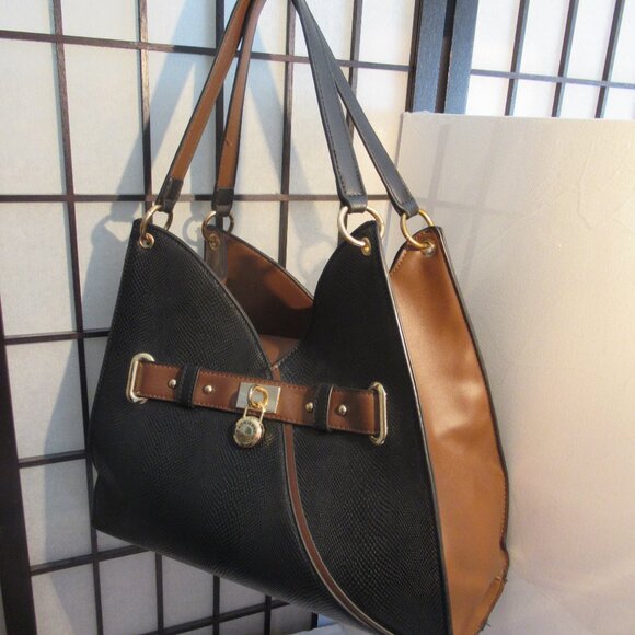 Adriennne Vittadeni, handbag, Faux Leather, Brown & Black, Gold accents, lined. - Picture 13 of 15